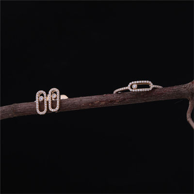 Chất lượng Luxury Jewelry Elegant Engagement Nhẫn cưới Kim cương Move Uno Pavee Ring bằng vàng hồng 18K nhà máy
